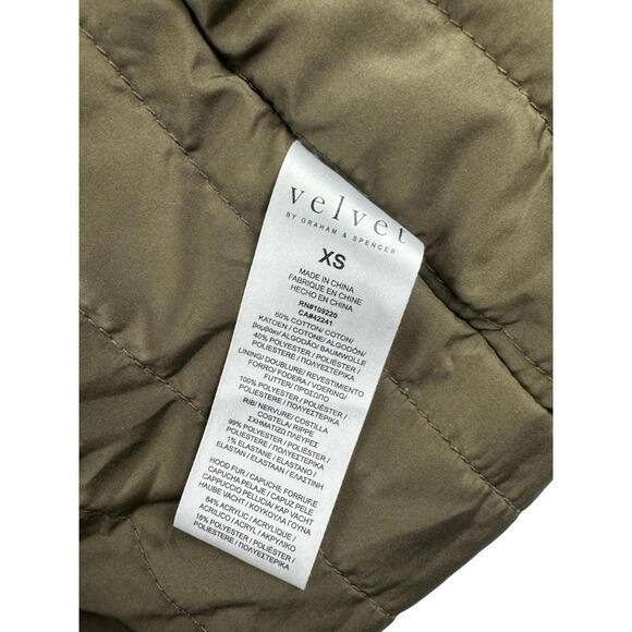 Velvet by Graham & Spencer Pink Faux Fur Lined Parka Coat Olive Size XS - Picture 7 of 7